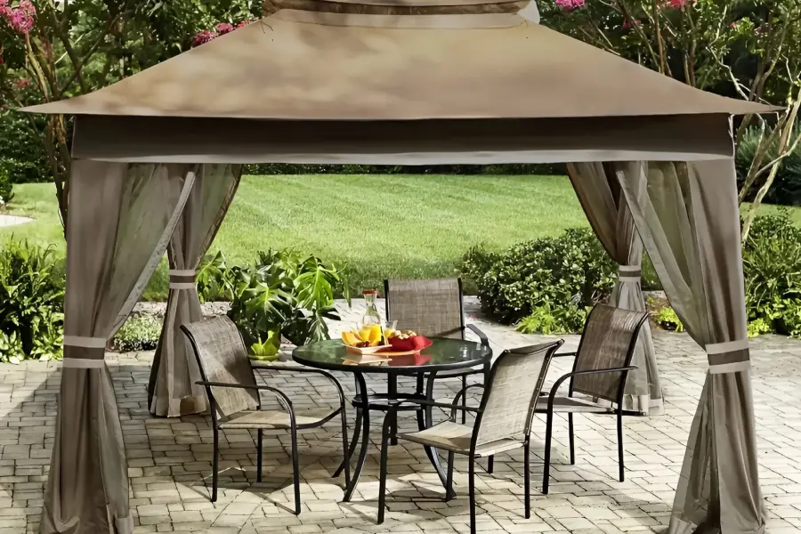 pop up gazebo with netting and curtains